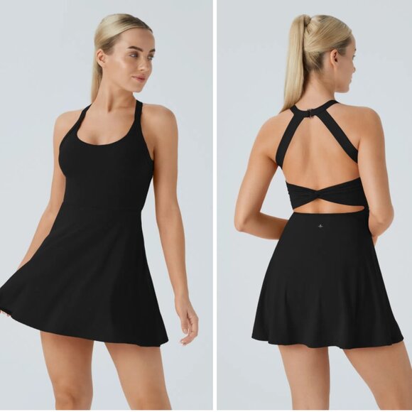 Halara Backless Twisted Active Dress Black Athletic - Picture 1 of 15